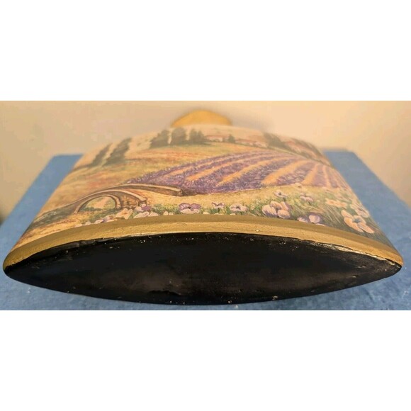 Vintage Square Ceramic Vase Tuscan Countryside READ, FAINT BACK, Pottery, Italy - Picture 11 of 11